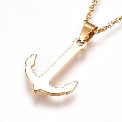 304 Stainless Steel Pendant Necklaces NJEW-F225-30G-1