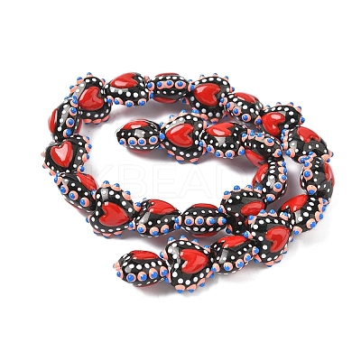 Baking Paint Glass Bumpy Beads Heart LAMP-V001-09F-1