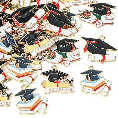40Pcs 4 Styles Rack Plating Alloy Enamel Pendants ENAM-CJ0004-36-1