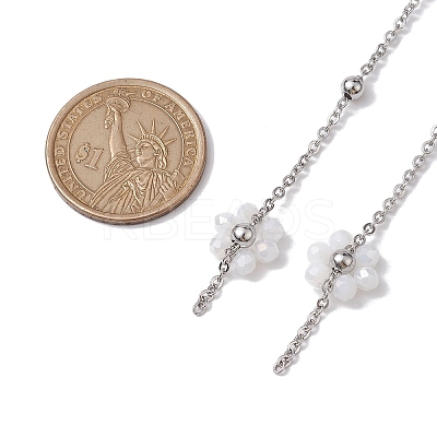 Flower Glass Beaded Link Chain AJEW-JB01207-02-1