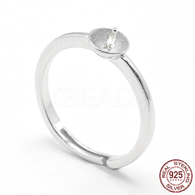 Anti-Tarnish Rhodium Plated 925 Sterling Silver Finger Design Ring Mounts Fittings with Pearl Seat STER-E060-15P-1