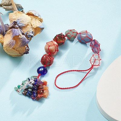 7 Chakra Nuggets Natural Gemstone Pocket Pendant Decorations HJEW-JM01049-04-1