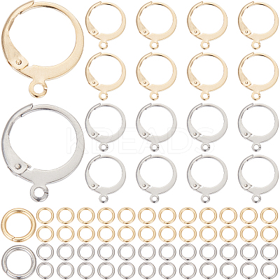 80Pcs 2 Color 304 Stainless Steel Leverback Earring Findings STAS-SP0001-17-1