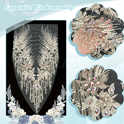 Polyester Embroidered Floral Lace Rhinestone Collar DIY-WH0304-901D-1