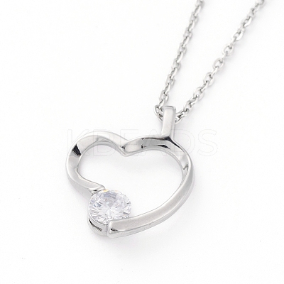Brass Cubic Zirconia Pendant Necklaces NJEW-JN02619-01-1