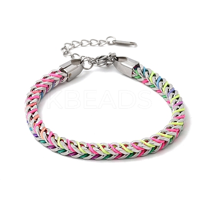 304 Stainless Steel Chain & Nylon Braided Bracelets for Women BJEW-A152-01P-1