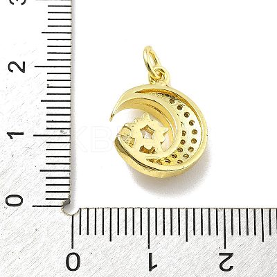 Rack Plating Brass Micro Pave Cubic Zirconia Pendants KK-D359-14G-1