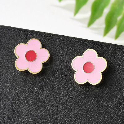 304 Stainless Steel Enamel Stud Earrings STAS-E502-01G-02-1