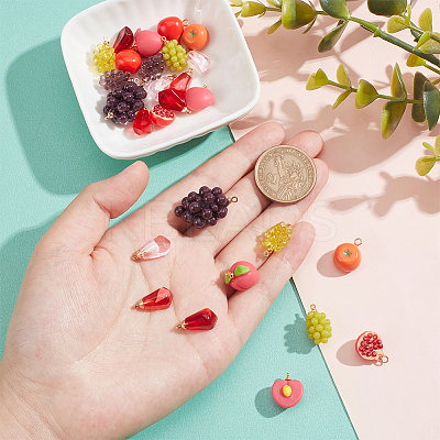 21Pcs 11 Styles Resin Imitation Fruit Pendants RESI-NB0001-98-1