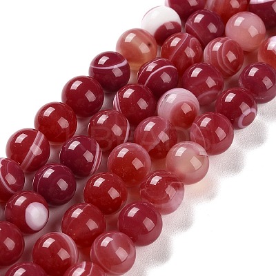 Natural Striped Agate/Banded Agate Beads Strands G-Z060-A01-C15-1