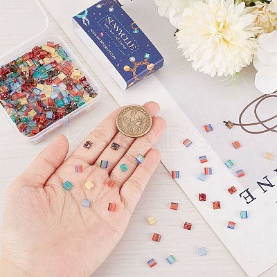 320Pcs 8 Style 2-Hole Glass Seed Beads SEED-SC0001-09-1