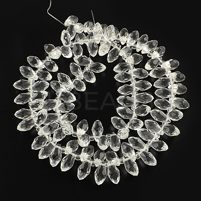 Faceted Teardrop Transparent Glass Bead Strands GLAA-R155-6x12-14-1
