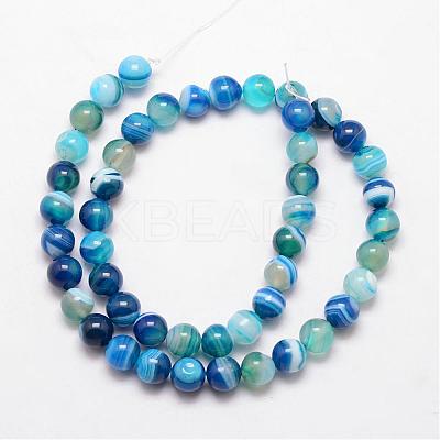 Natural Striped Agate/Banded Agate Bead Strands G-K166-13-8mm-06-1