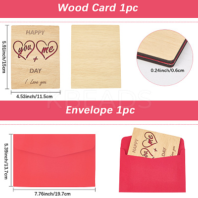 Valentine's Day Wooden Greeting Cards DIY-CP0011-91A-1