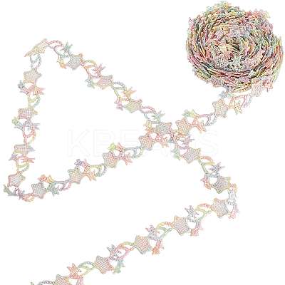 5 Yards Flower Polyester Lace Ribbon OCOR-GF0004-95A-1