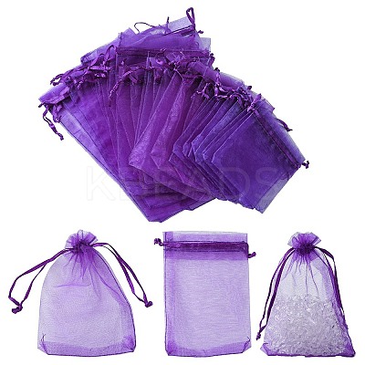30Pcs 4 Styles Rectangle Organza Bags Jewellery Storage Pouches Wedding Favour Party Mesh Drawstring Gift OP-FS0001-01E-1