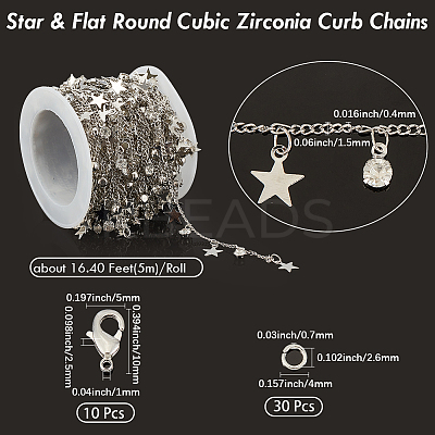 DIY Brass Micro Pave Clear Cubic Zirconia Curb Chains Necklaces/Bracelets Making Kits DIY-BBC0002-63P-1