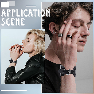 1Pc Vintage Punk Rock Style Wide Leather Cord Wristband Bracelets for Unisex BJEW-CL0001-17A-1