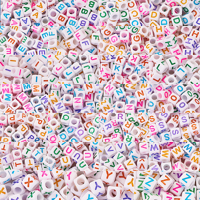 1300Pcs 26 Style Opaque White Acrylic Beads SACR-CD0001-02-1