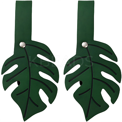 2Pcs Leaf PU Leather Cardigan Clips JEWB-CL0001-01A-1