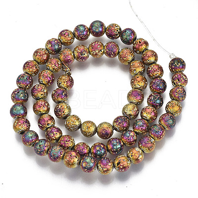 Electroplated Natural Lava Rock Beads Strands X-G-S352-30B-07-1