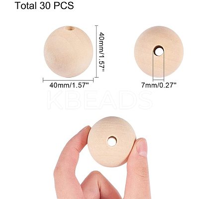 Unfinished Wood Beads WOOD-PH0008-17-WH-1