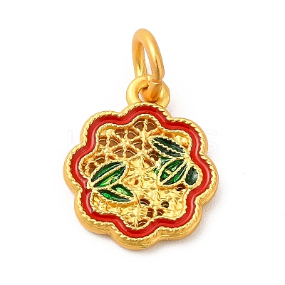 Rack Plating Alloy Enamel Pendants with Jump Ring ENAM-M048-18MG-1
