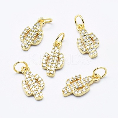 Brass Micro Pave Cubic Zirconia Charms ZIRC-G130-26G-01-NR-1