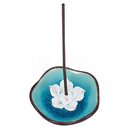 1Pc Lotus Porcelain Incense Burners Holder AJEW-DJ0002-27-1