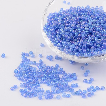 Round Transparent Colors Rainbow Glass Seed Beads X-SEED-A007-3mm-166-1