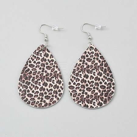 Artificial Leather Teardrop Dangle Earrings EJEW-WH0817-003G-1
