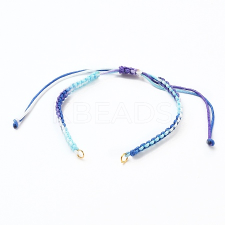 Adjustable Segment Dyed Polyester Thread Braided Beaded Bracelet Making AJEW-JB00790-01-1