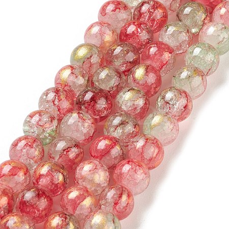 Baking Paint Crackle Glass Bead Strands DGLA-R053-05D-1