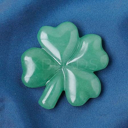 Natural Green Aventurine Carved Clover Figurines Statues for Home Office Tabletop Feng Shui Ornament DJEW-G044-01B-1
