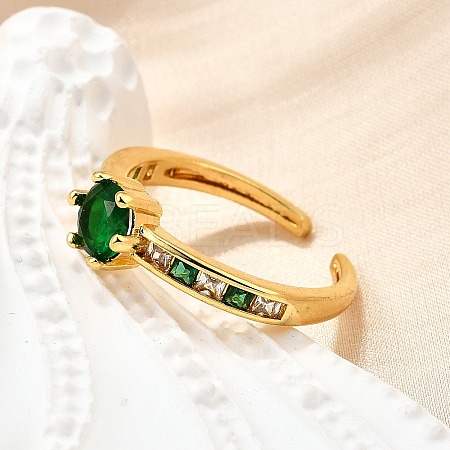 Brass Micro Pave Cubic Zirconia Cuff Rings for Women RJEW-H247-06G-1