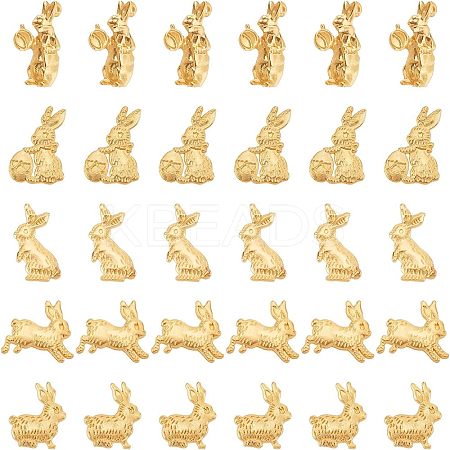 60Pcs 5 Style Easter Theme Rabbit Alloy Small Handmade Cabochons FIND-OC0001-50-1