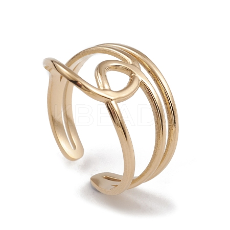 Ion Plating(IP) 304 Stainless Steel Wire Knot Open Cuff Rings for Women RJEW-G285-52G-1