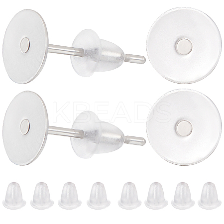 1600Pcs 2 Styles  304 Stainless Steel Flat Round Blank Peg Stud Earring Findings FIND-BBC0003-53A-1