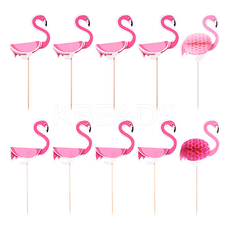 50Pcs 2 Colors Wood with Paper Cake Toppers AJEW-TA0001-61-1