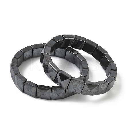 Natural Black Stone Beads Stretch Bracelets for Women Men BJEW-C097-06-12-1