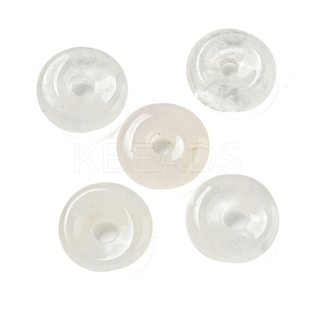 Natural Quartz Crystal Rock Crystal Donut/Pi Disc Charms G-G142-01W-1