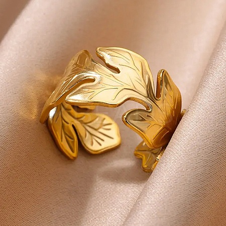 304 Stainless Steel Adjustable Open Cuff Rings for Women LS-RJEW-U060-03C-G-1
