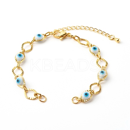 Brass Horse Eye Link Chain Bracelet Making AJEW-JB00961-06-1