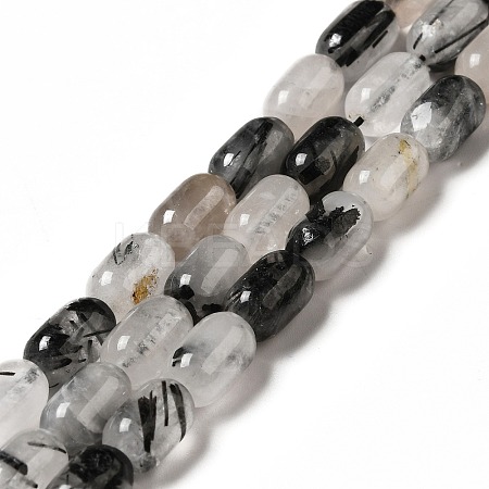 Natural Black Rutilated Quartz Beads Strands G-G980-16-1