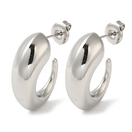 Non-Tarnish 304 Stainless Steel Horn Stud Earrings EJEW-Z026-07P-1