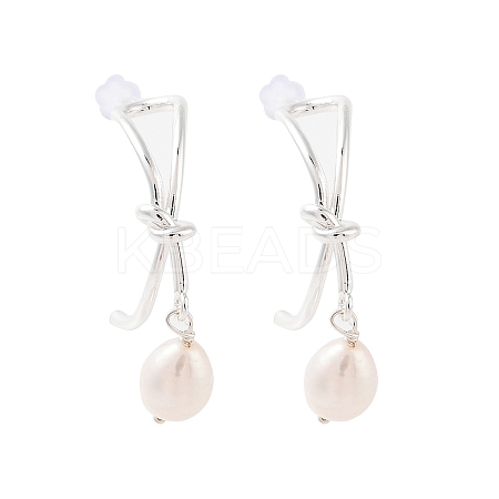 Natural Pearl Ear Studs EJEW-P256-30P-1