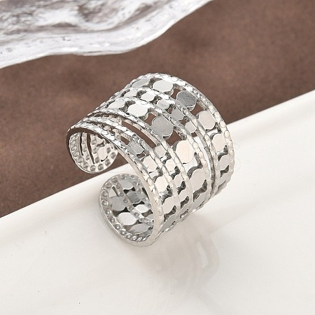 304 Stainless Steel Open Cuff Rings for Women RJEW-A079-09C-P-1
