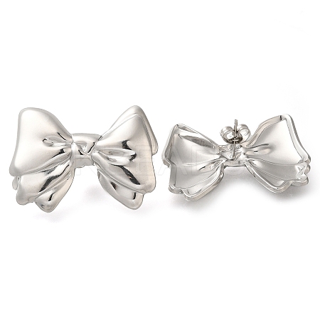 304 Stainless Steel Bowknot Stud Earrings EJEW-I312-09P-1