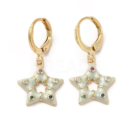 Star Real 18K Gold Plated Brass Dangle Leverback Earrings EJEW-L268-033G-02-1