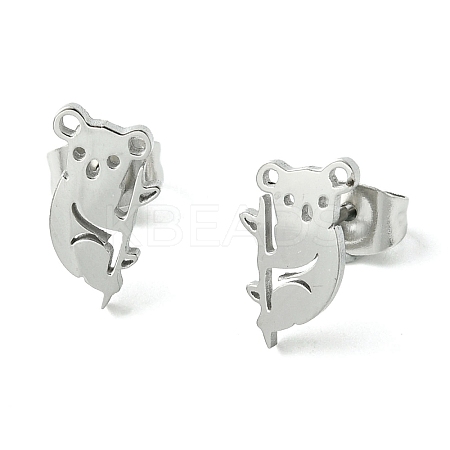 Non-Tarnish Cute Little Animal Theme 304 Stainless Steel Stud Earrings LS-EJEW-B041-02I-P-1